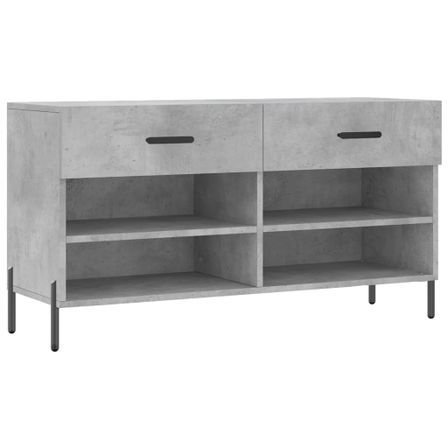 Banc à chaussures gris béton 102x35x55 cm bois d'ingénierie