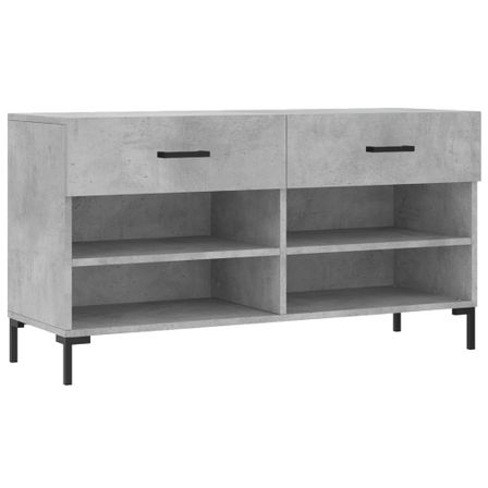 Banc à chaussures gris béton 102x35x55 cm bois d'ingénierie