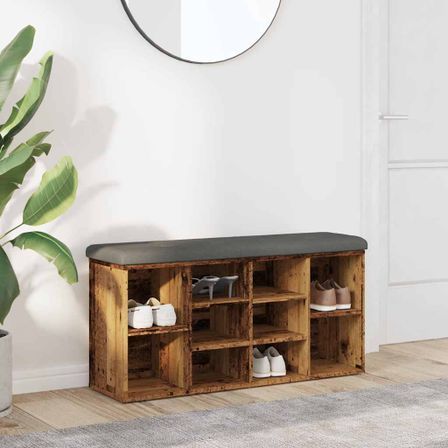 Banc à chaussures vieux bois 102x32x50 cm bois d'ingénierie