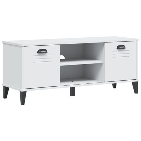 Banc à chaussures VIKEN blanc 106x35x45 cm bois massif de pin