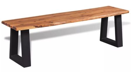 Banc acacia massif clair et pieds métal noir Aqua