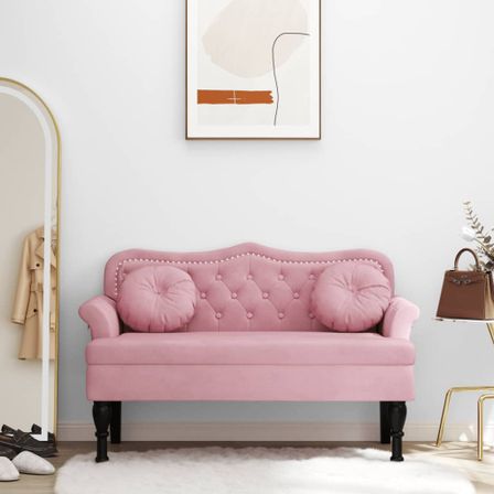 Banc avec coussins rose 120,5x65x75 cm velours
