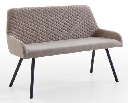 Banc avec dossier scandinave tissu taupe et pieds noirs Morane