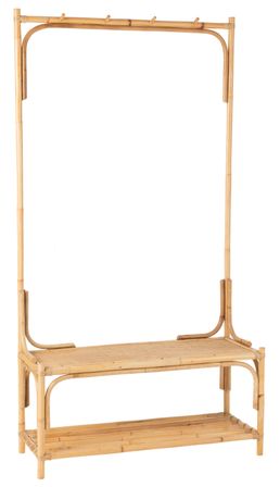 Banc avec porte-manteau intégré rotin naturel Gépo L 74 cm