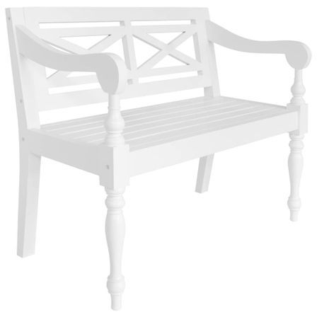 Banc bois acajou massif blanc Gardene 98 cm
