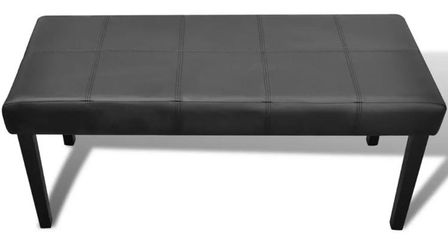 Banc capitonné similicuir noir Mawona