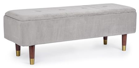 Banc coffre 2 places bois MDF et tissu gris Kinia L 120 cm