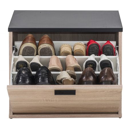 Banc coffre à chaussures LUKO 54 cm – Meuble d’entrée avec abattant 9 paires et assise