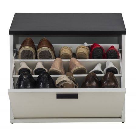Banc coffre à chaussures LUKO 54 cm – Meuble d’entrée avec abattant 9 paires et assise