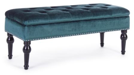 Banc coffre en bois de pin bleu paon Barnard L 108.5 cm
