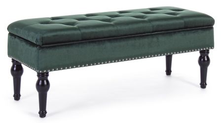 Banc coffre en bois de pin vert foncé Barnard L 108.5 cm