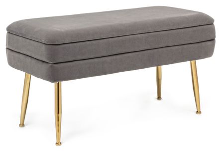 Banc coffre en velours sur pieds acier doré Pakia