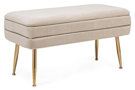Banc coffre en velours sur pieds acier doré Pakia