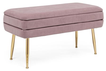 Banc coffre en velours sur pieds acier doré Pakia