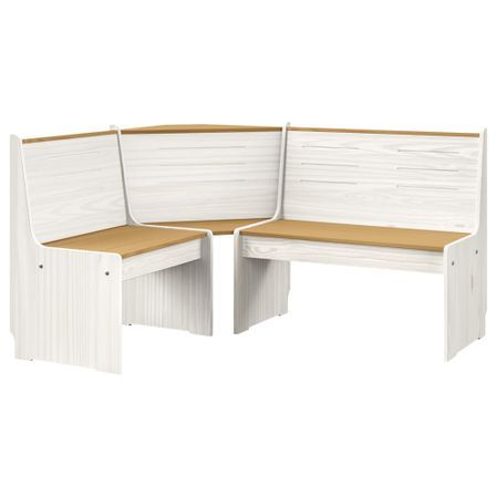 Banc d'angle de jardin 151 cm Pin solide Marron miel et blanc