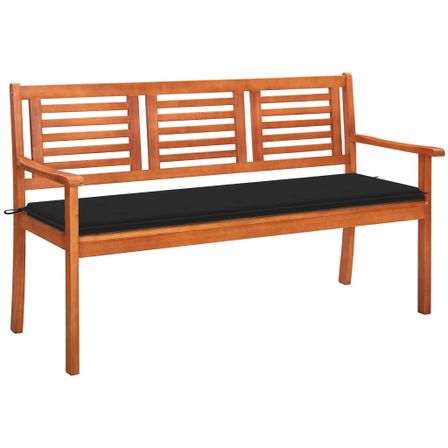 Banc de jardin 3 places avec coussin 150 cm Bois d'eucalyptus 16