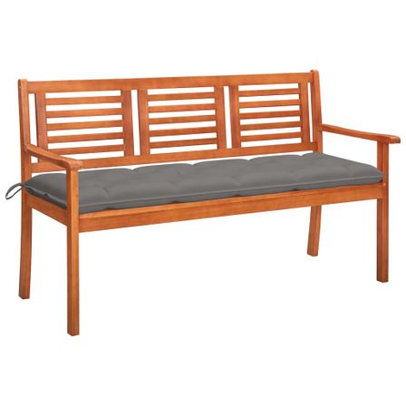 Banc de jardin 3 places avec coussin 150 cm Bois d'eucalyptus 23