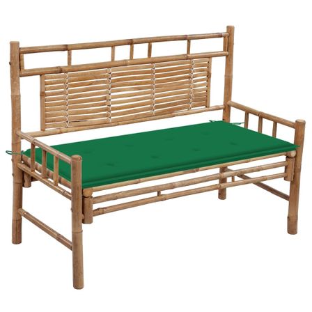 Banc de jardin avec coussin 120 cm Bambou 14