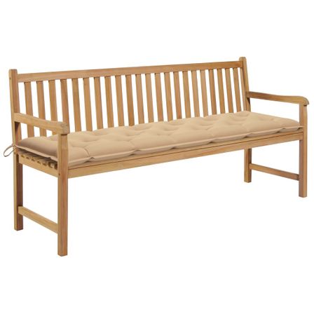 Banc de jardin avec coussin beige 175 cm Bois de teck massif 2