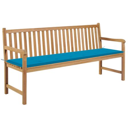 Banc de jardin avec coussin bleu 175 cm Teck massif