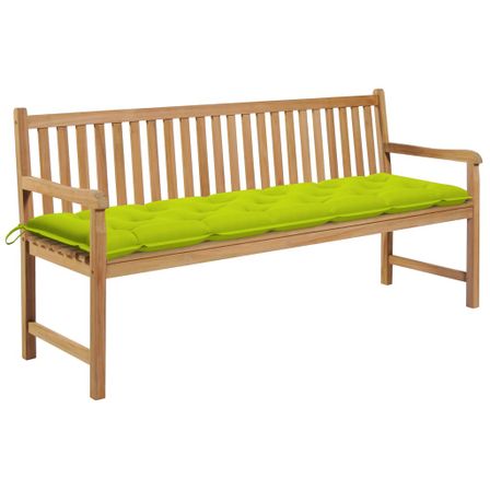 Banc de jardin avec coussin vert vif 175 cm Bois de teck massif 2
