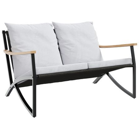 Banc de jardin avec coussins 120 cm noir acier