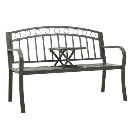 Banc de jardin avec une table 125 cm Acier Gris
