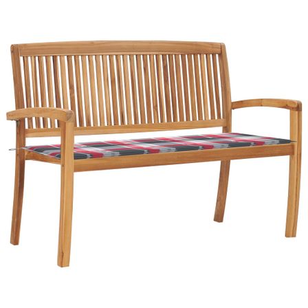 Banc de jardin empilable et coussin 128,5cm Bois de teck massif 19