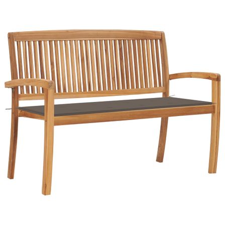 Banc de jardin empilable et coussin 128,5cm Bois de teck massif 3