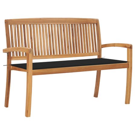 Banc de jardin empilable et coussin 128,5cm Bois de teck massif 18