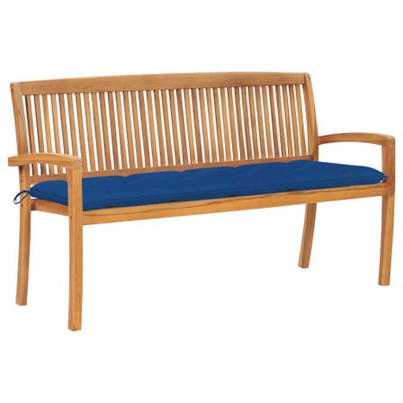 Banc de jardin empilable et coussin 159 cm Bois de teck massif 27