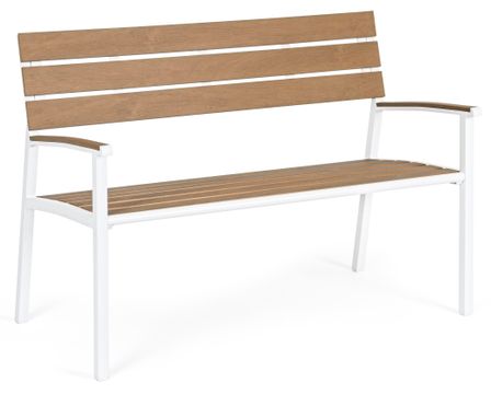 Banc de jardin en aluminium blanc Daniel L 123 cm