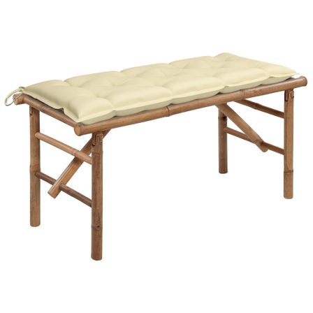 Banc de jardin pliable avec coussin 118 cm Bambou 10