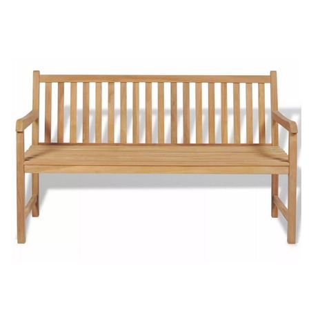 Banc de jardin teck massif clair Alida 150 cm