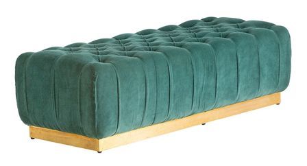 Banc de lit velours vert et pied métal doré Ozonn