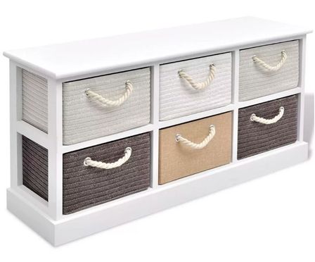 Banc de rangement 6 tiroirs paulownia massif Tanio