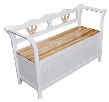 Banc de rangement bois massif avec accoudoirs Mounira