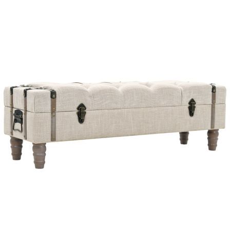 Banc de rangement Bois massif et acier 111 x 34 x 37 cm