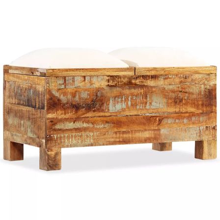 Banc de rangement Bois massif recyclé 80 x 40 x 40 cm
