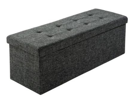 Banc de rangement en tissu chiné Katyne L 110 x H 38 x P 38 cm - Moderne et sobre