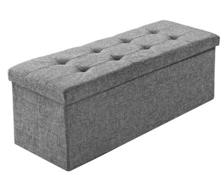 Banc de rangement en tissu chiné Katyne L 110 x H 38 x P 38 cm - Moderne et sobre