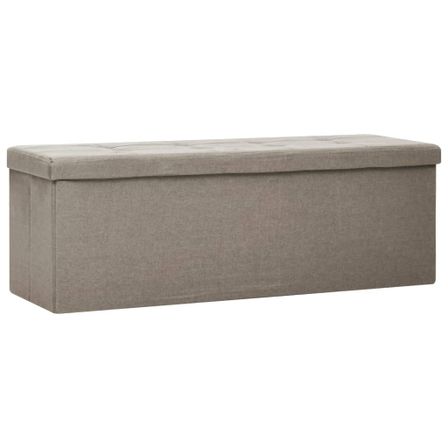 Banc de rangement pliable Taupe Faux lin