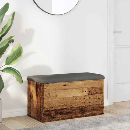 Banc de rangement vieux bois 82x42x45 cm bois d'ingénierie