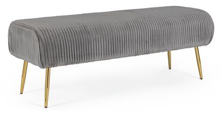 Banc en bois MDF et polyester gris Solene L 129 cm