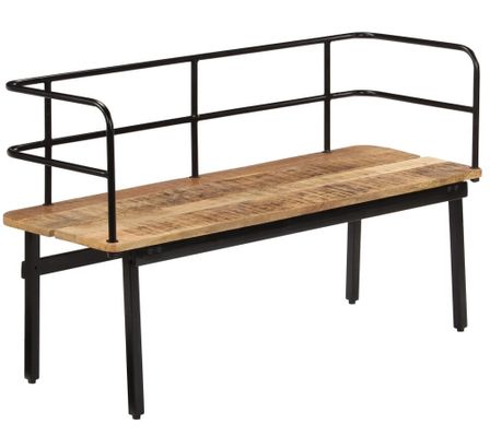 Banc industriel bois de manguier massif et cadre en fer noir Tustrio