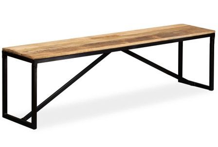 Banc industriel bois de manguier massif et pieds acier noir Kinza 160 cm