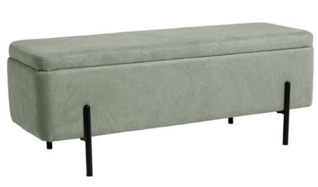 Banc moderne avec coffre de rangement tissu et pieds en métal noir Navika