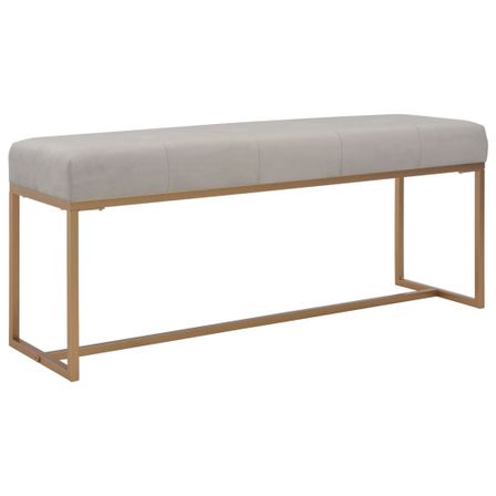 Banc moderne velours gris et pieds métal doré Kissy 120 cm