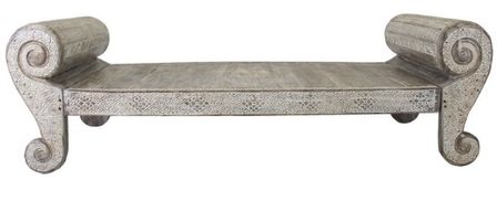 Banc oriental mindi massif gris décapé Esmeralada