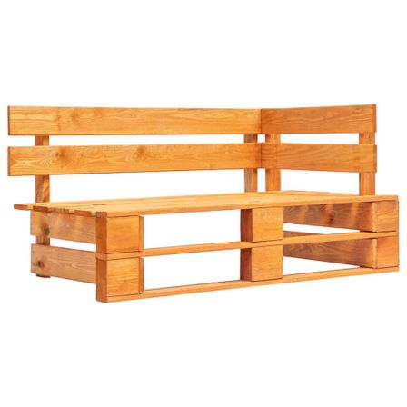 Banc palette d'angle de jardin Bois Marron miel